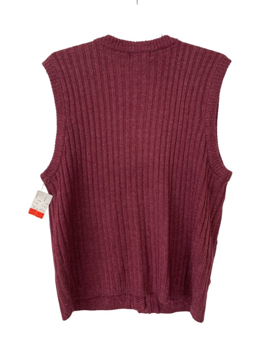 Vintage 90s IC Isaacs Sweater Vest Size Medium Cable Knit Berry Deadstock NEW - Picture 2 of 7